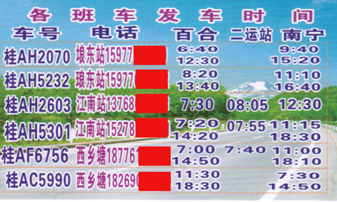 百合到南宁名片正面