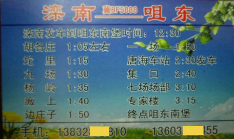 咀东到滦南名片正面
